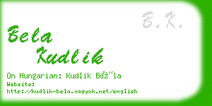 bela kudlik business card